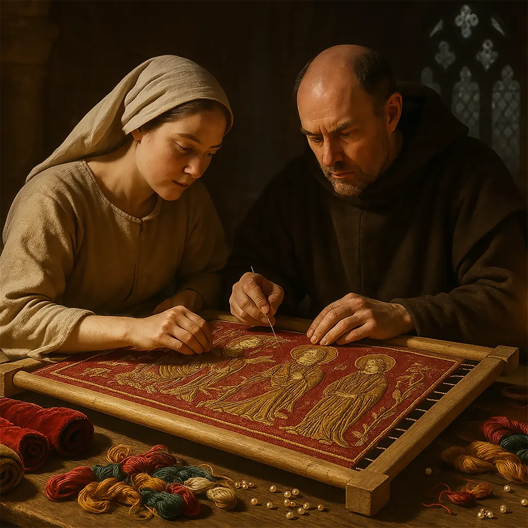 Un taller medieval de bordado